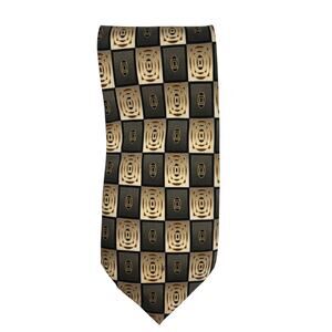 Croft&Barrow-Men’s Tie 58” Long- Gray-Green Cream Gold Geometric Necktie Design